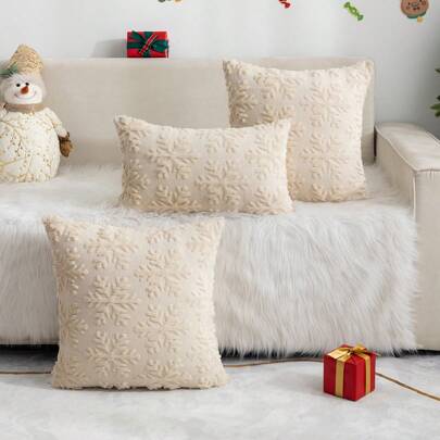 1 pieza Funda de Almohada Acolchada con Forma de Copo de Nieve Navideña, Estilo Navideño Apta para la Sala de Estar, Dormitorio, Decoración del Sofá, para Todas las Estaciones