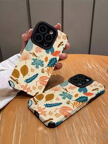 1pc Autumn Seasonal Pattern Soft Padded Shockproof Phone Case Compatible With Iphone And - Multicolor - View 2