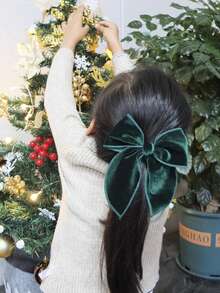 2 piezas Pinzas de pelo con moño de terciopelo a cuadros lindos y accesorios para niñas - Leyenda navideña roja y verde (2 paquetes) de vuelta al colegio - Multicolor - Ver 10