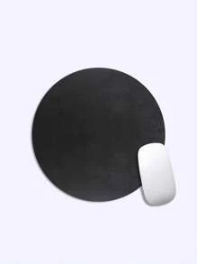 1 件纯色防滑皮革圆形电脑/办公桌鼠标垫 - 彩色 - 查看 4