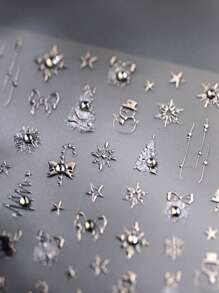 1pc Elk/Snowman/Bow Nail Charm Sticker Diamond Jewelry DIY Art Y2K Style Winter 3D Nail Art Decoration Ornaments - Multicolor - View 4