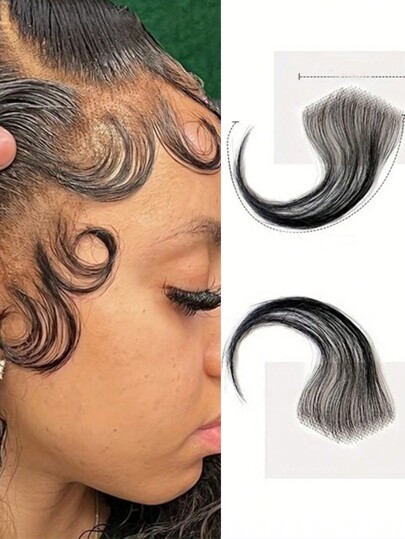 2PCS Edges Hair Transparent Lace Baby Hair Black Real Human Hair Reusable Invisible Lace Hairline Soft And Natural Baby Hair Edge Stripes Human Hair Brazilian Hair