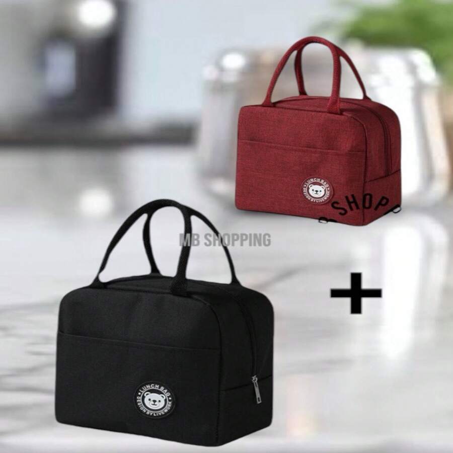 KIT 2 Portable Thermal Bag Lunch Box Toiletry Bag Lunch Box With Thermal Insulation Premium Travel - 紅色 - 查看 1