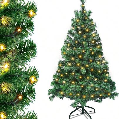Froadp Artificial Christmas Tree With LED Lighting, Quick Assembly Folding Umbrella System And Metal Stand.