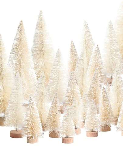 4pcs/1pc -White Mini Christmas Tree Tabletop Decoration Christmas DIY Pine Needle Tree Decoration With Snow Christmas Pine Tabletop Christmas Tree Christmas Tree Indoor Christmas Decoration Bedroom Christmas Decorations Suitable For Christmas Party Home Decoration