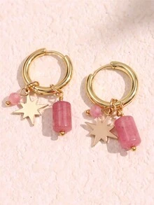 1 cặp hoa tai hình giọt nước bất đối xứng bằng nhựa màu xanh và hồng cổ điển thanh lịch dành cho phụ nữ, phong cách mới - Nhiều màu - Xem 8