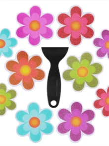 10 Packs Non-Slip Flower Bathtub Shower Decor Water-Resistance Stickers With Bonus Scraper - Multicolor - View 1