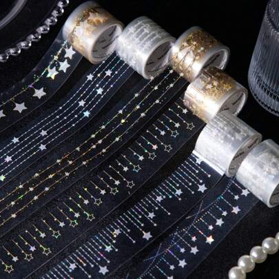 have a good day 1 Roll Star Light Curtain Series Laser Stickers On Roll Cutting Decor Photo Album Aesthetic Gift Packaging Personalized Notebooks Collage Card Material Office & School Supplies Back To School