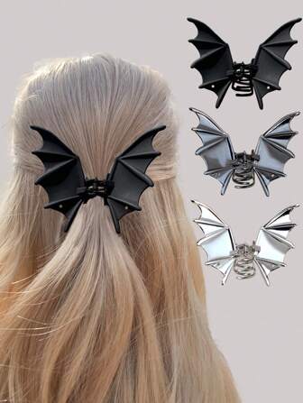1pc Bat Claw Design Party Accessory, Zinc Alloy Unique Funny Hair Clip/Ponytail Holder Hair Clips Hair Jaw Clip Hair Clamps Hair Clutch Hair Catcher Clip, Claw Clip Fall Winter Hair Accessories For Women For Vacation Outfits Woman
