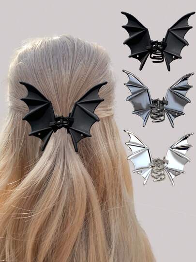 1pc Bat Claw Design Party Accessory, Zinc Alloy Unique Funny Hair Clip/Ponytail Holder Hair Clips Hair Jaw Clip Hair Clamps Hair Clutch Hair Catcher Clip, Claw Clip Fall Winter Hair Accessories For Women For Vacation Outfits Woman