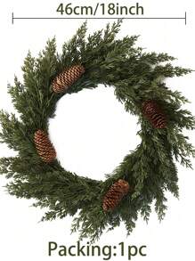 50cm Red Berries Pine Wreath, 1pc, Plastic + Foam, Suitable For Decoration, Party Decor, Window, Door Frame, Candle Holder, Chair Back Hanging Decor, Wall Hanging Decor, Winter Best Gifts Birthday Home Decor Christmas Decorations Room Decor Christmas Christmas Decorations Home Christmas Gifts Christmas Decor - Multicolor - View 2