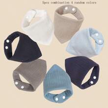 5 件装婴儿围嘴，柔软可调节三角形，耐污且易于清洁，男女通用