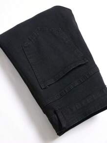 Męskie modne elastyczne jeansy z zamkiem błyskawicznym Street Ripped Distressed Skinny Jeans