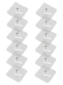6 pezzi/set Ganci da parete adesivi in PVC trasparente senza chiodi, moderni accessori per appendere facili da installare senza trapano, viti in acciaio inossidabile, adesivi murali
