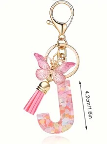 1pc Monograma Letra Inicial Chaveiro Bonito Borboleta Chaveiro Anel Para Carteira Bolsa Fone De Ouvido Estojo Presente Chaveiro Acessórios Pequenos Presentes Y2K