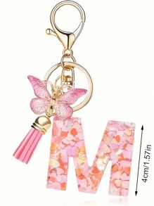 1pc Monograma Letra Inicial Chaveiro Bonito Borboleta Chaveiro Anel Para Carteira Bolsa Fone De Ouvido Estojo Presente Chaveiro Acessórios Pequenos Presentes Y2K