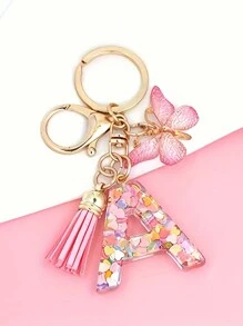 1pc Monograma Letra Inicial Chaveiro Bonito Borboleta Chaveiro Anel Para Carteira Bolsa Fone De Ouvido Estojo Presente Chaveiro Acessórios Pequenos Presentes Y2K