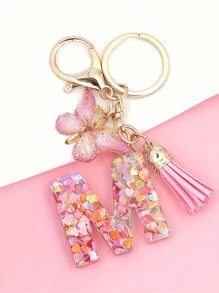 1pc Monograma Letra Inicial Chaveiro Bonito Borboleta Chaveiro Anel Para Carteira Bolsa Fone De Ouvido Estojo Presente Chaveiro Acessórios Pequenos Presentes Y2K