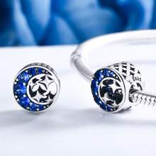bamoer 1 PC 925 Prata Esterlina Delicado Estrelas Lua Pingentes Viagem Charme Azul Contas Fit Pulseira Original Pulseira DIY Jóias