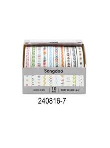 10 Cuộn/Hộp, Băng Keo Washi Họa Tiết Hình Học Cổ Điển, Cuộn Nhãn Dán Thiết Kế Sáng Tạo Đơn Giản, Tươi Mát Và Đơn Giản, Vật Liệu Trang Trí Nền Sổ Kế Hoạch Tự Làm, Băng Keo Che Thời Trang Và Tinh Tế, Trang Trí Sổ Lưu Niệm Trở Lại Trường Học - Nhiều màu - Xem 24