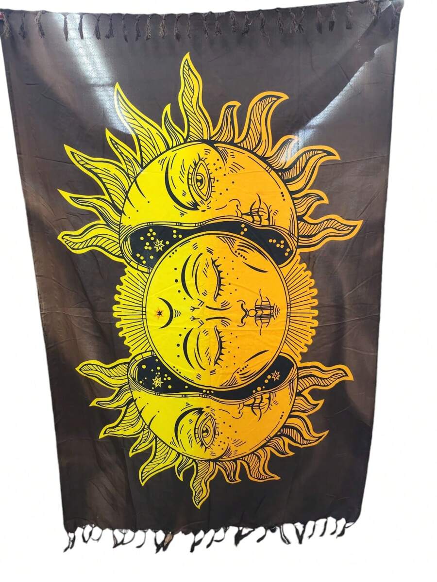 Yong Knit Beach Sarong Women's Beach Skirt Print Option 1 Size 1.1*1.7m - Màu xám đen - Xem 1