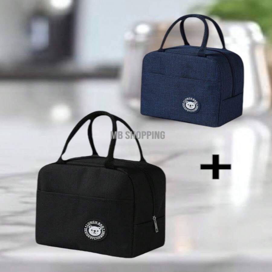 KIT 2 Portable Thermal Bag Lunch Box Toiletry Bag Lunch Box With Thermal Insulation Premium Travel - 藍色 - 查看 1