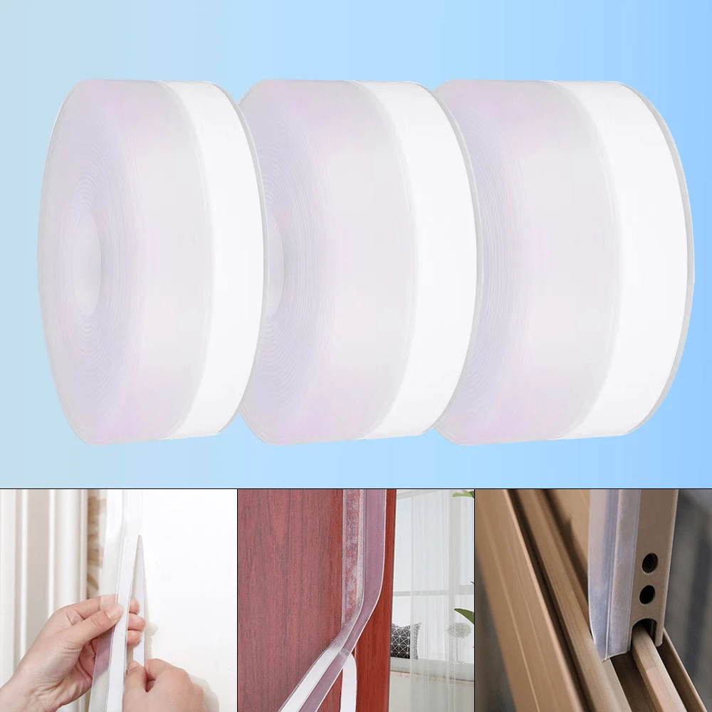 APORNI 1 Cuộn Dải chắn thời tiết cửa sổ kính, cách âm, dải bịt kín; Băng chống gió, chống thấm nước cho cửa sổ phòng tắm; Dải bịt kín chống mưa cho kính ban công - Trong sáng - Xem 1