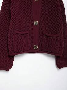 Women's Elegant Vacation Spring And Summer Solid Color With Pocket Placket Front Breasted Round Neck Cardigan Knitted Mesh Jacket, Suitable For Women's Casual Vacation, Concert Wear