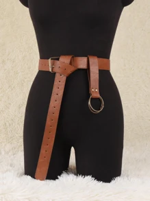 2pcs Brown Medieval PU Leather Belts, Keychains Medieval Cosplay Props - A - View 6