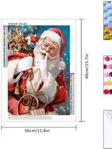 Bộ tranh kim cương 5D Ông già Noel sáng tạo, phù hợp cho người lớn hoặc người mới bắt đầu, Miếng dán kim cương tròn tự làm, Đồ thủ công nghệ thuật kim cương Trang trí tường phòng khách - Nhiều màu - Xem 5