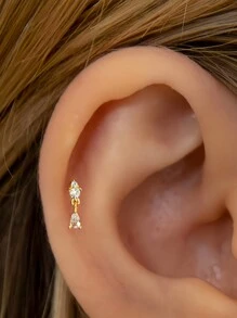 1pc Gold Mini Threaded Lip Stud | 925 Sterling Silver Hypoallergenic Flat Earrings | Cartilage Earrings | Back Lip Ring | Unisex Daily Wear (Sold Individually) - Multicolor - View 6