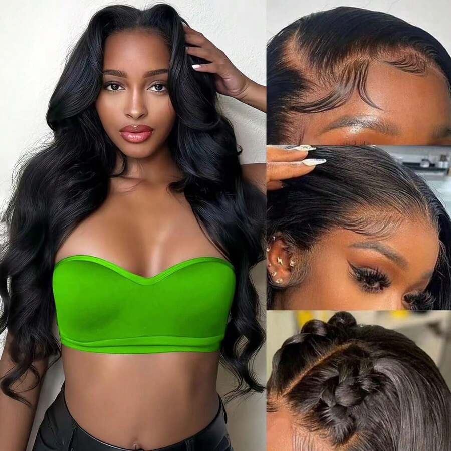 Tóc giả ren phía trước Body Wave 13x4 làm từ tóc thật Tóc giả ren phía trước HD mật độ 150% Tóc giả tóc thật được nhổ sẵn với tóc con Tóc giả phía trước trong suốt HD Tóc giả tóc thật cho phụ nữ 24 inch