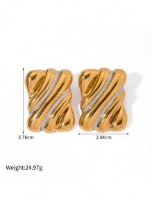 1 paire Boucles d'oreilles géométriques, Boucles d'oreilles en acier de titane exquises à double anneau, Boucles d'oreilles minimalistes en forme de croix, Petits anneaux de deux couleurs, Cadeaux quotidiens pour Noël et fêtes