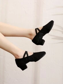 女式 3cm 低跟帆布鞋带鞋带，可拆卸橡胶鞋底，成人软底运动/舞蹈鞋，适合教学、户外芭蕾舞、古典舞、肚皮舞、瑜伽练习、四季舞蹈活动，舒适耐用防滑 - 黑色 - 查看 4