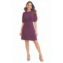Vestido Morado Con Mangas De Encaje - Morado Violeta - Ver 2