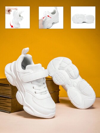 Children's Sports Board Shoes, Mesh Surface Casual Solid Color Little White Shoes, Fashion Versatile Kid's Shoes, New Sports Running Shoes For Older Kids