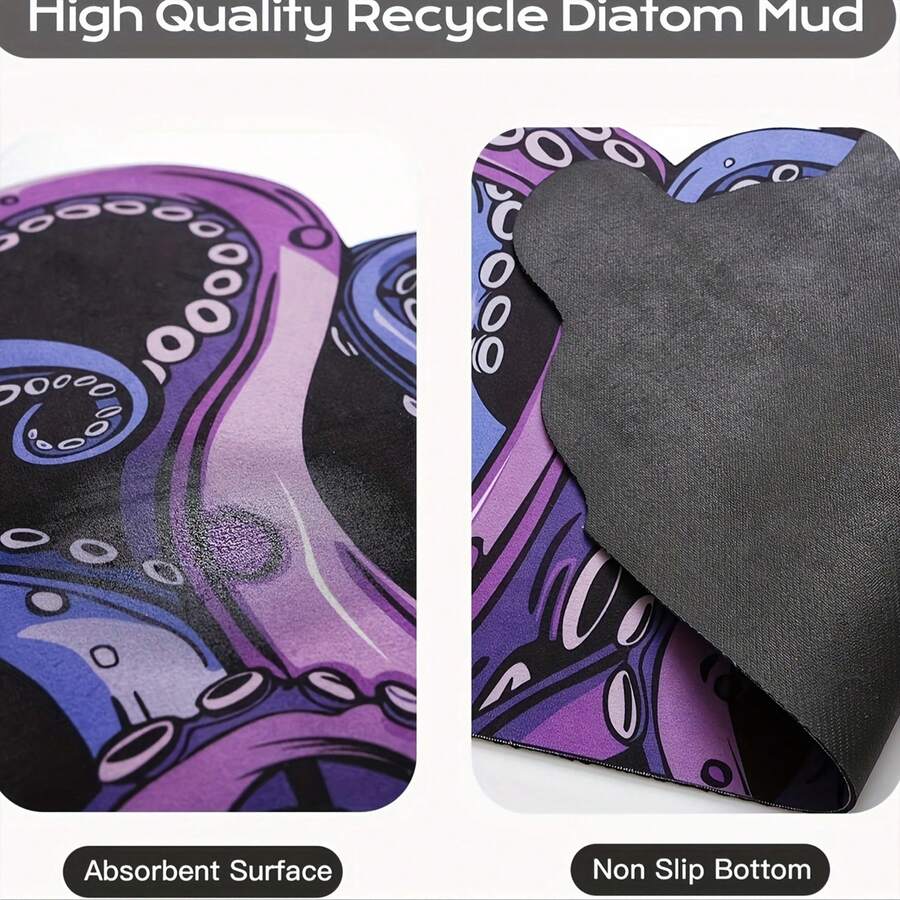 1PC Bathroom Pad,Unique OctopusShaped Diatomaceous Earth Rug Non