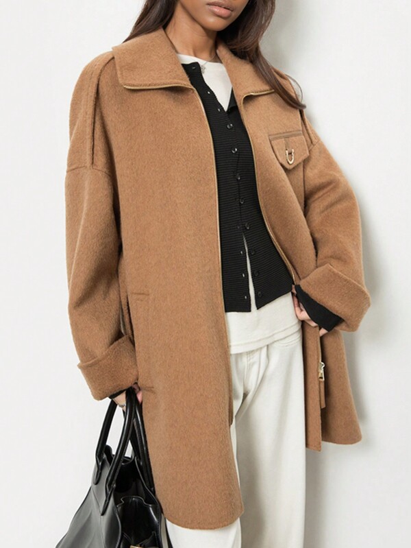 Damen Winter Neuankömmling Lässig Loose Midi-Länge Warmer Gestrickter Mantel