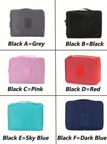1pc Portable Polyester Toiletry Travel Bag, Daily Solid Color Detachable Large Capacity Waterproof Travel Toiletry Organizer, Ideal For Travel Storage, Makeup Bag, Travel Organization, Large Capacity Cosmetic Storage Box - Multicolor - View 3