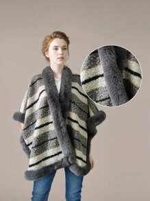 1pc Unisex Elegant Jacquard Shawl - Oversized Fluffy Scarf, Decorative And Windproof - Suitable For Going Out, Warm - Multicolor Shawl - View 8