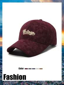 1 chiếc mũ lưỡi trai thêu chữ Corduroy mới, mũ lưỡi trai thêu chữ thời trang ngoài trời, mùa thu/đông - nhiều màu - Xem 14