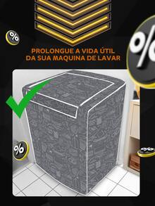 Washing Machine Cover With Top Opening Zipper Protector Samsung Brastemp Consul Eletrolux Continental - Xám G - Xem 3