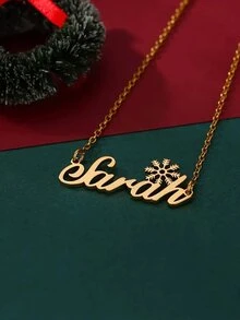 Customized Heart-Shaped Name Necklace With Reindeer, Christmas Tree, And Snowflake Design - Personalized Stainless Steel Jewelry For Women - Perfect Choice For Valentine's Day And Holiday Gifts