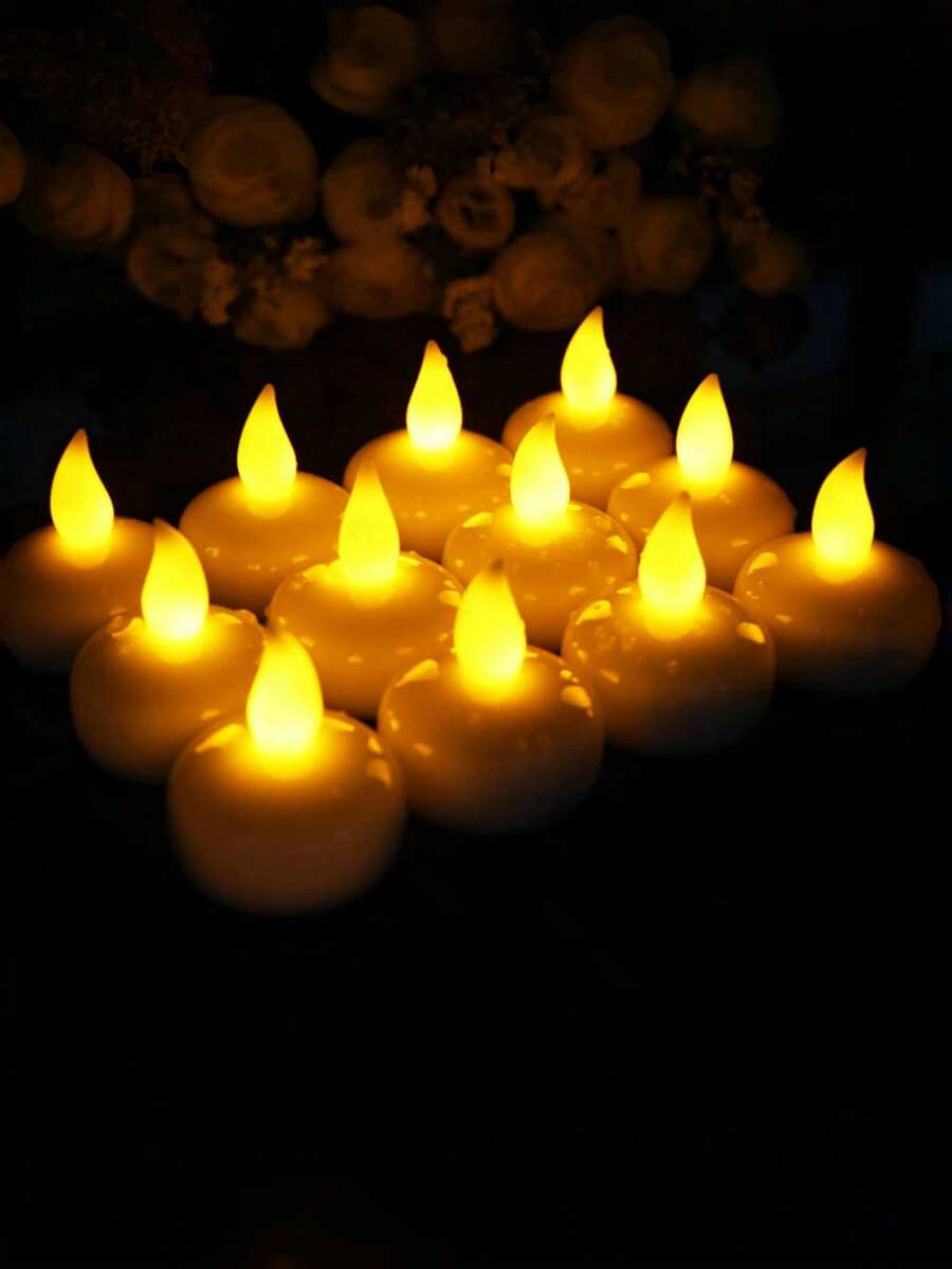 12 đèn nến LED ánh sáng ấm áp, đèn mini trang trí nước, đèn nến điện tử cho đạo cụ trang trí không khí tiệc cưới, bể cá, đèn ngủ cảm ứng ly uống nước, đạo cụ trang trí ngày cầu hôn lãng mạn cho mùa lễ/trung thu/năm mới/ngày lễ tình nhân