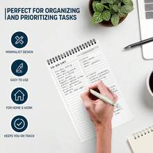 Libreta de tareas pendientes: Con múltiples secciones funcionales - 6.5 X 9.8" 60 hojas - Planificador diario con espiral - Organizador de listas de tareas pendientes y agenda para el trabajo - Organización de notas y tareas - Multicolor - Ver 4
