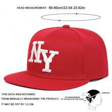 1Piece Men Letter NY Embroidered Hip Hop Hat Outdoor Adjustable Sunscreen Leisure Hat Spring Autumn Travel Tourism Beach Vacation - 紅色 - 查看 4