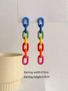 1 Pair Casual Multi-Color Chain Drop Earrings - Multicolor - View 11