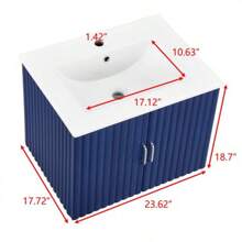 24" Floating Wall Mounted Bathroom Vanity With White Porcelain Sink And Soft Close Doors