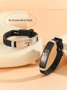 ATLVXJL Bộ 2 vòng tay đôi thể hiện tình yêu bằng cách ấn vào hình trái tim, họa tiết "Biết em yêu anh", chất liệu thép không gỉ màu đen bạc, mặt dây chuyền silicon phát sáng trong bóng tối, thích hợp làm quà tặng Ngày Valentine cho nữ hoặc quà tặng ngày lễ cho người thân yêu. - Nhiều màu - Xem 11