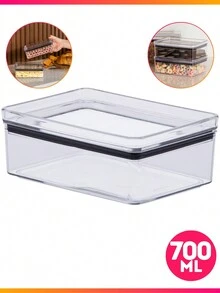 Cold Storage Container Airtight Stackable Jar 770 ML Transparent Reinforced Kitchen Cheese Ham Rectangular With Lid - 無色 - 查看 1